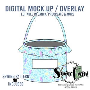 Süßes oder Saures Tragetasche mit Rüschen Mock-Up / Osterkorb Eimer Mock-Up / Digital Mock up für Handtasche / Tragetasche / PNG