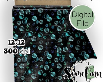 Bubbles Seamless Pattern, Digital Paper Bubble Design for Repeating Fabric Art, Iridescent Bubble bathtime printable scrapbook paper