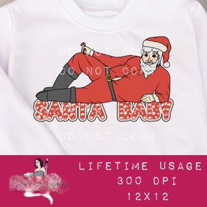 Santa Baby, freche Liste PNG, Sub png, Weihnachtscliparts, digitaler Download des Weihnachtsmannes, digitaler Aufkleber, lustige digitale Aufkleber sexy Claus