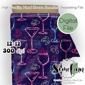 Modello senza cuciture per bicchieri da vino, stampa di vino, file senza cuciture per adulti, stampa Happy Hour, bicchiere di vino senza cuciture, alcol