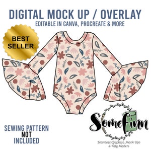 Bell Sleeve Mock-Up / Baby Infant Shirt Long Sleeve Mock Up / Digital Mockup clothing / Photoshop and PNG / Instructions Included