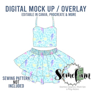 Ruffle Skirt and Crop Tank Top Mock-Up / Skirt Mock Up / Digital Mock up for clothing skirts flair / PNG / Summer Outfit Mock Up