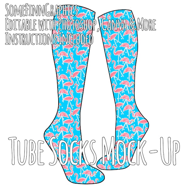 Socks Mockup, Tube Socks Mock Up, Sock Mock Ups, Lined Mock up, Easy Canva Mock for Listing Photos, mens womens teen kids, PSD and PNG
