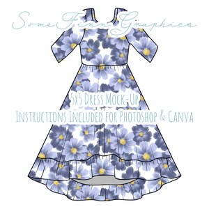 Short Sleeve High Low Dress Mock-Up / Twirl Dress Mock Up / Dress Digital Mock up for clothing / Photoshop and PNG / Instructions Included