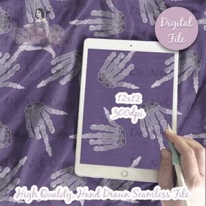 Embroidery Middle Finger, F-U Halloween Seamless Design / Skeleton hand, bone halloween with skulls and bones