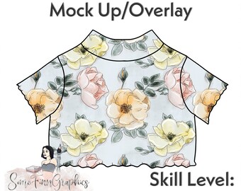 Mock Neck Crop Top Mock-Up / Crop Top Mock Up / Crop Tee Digital Mock up per abbigliamento / PNG / Istruzioni incluse