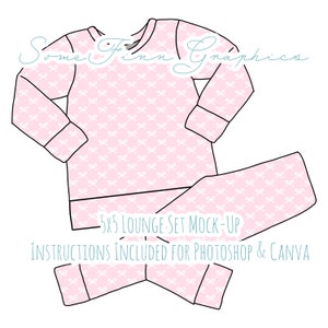 Lounge Set Mock-Up / Joggers Sweater Mock Up / Digital Mock up for clothing shirt kids baby / Photoshop and PNG / Instructions Included
