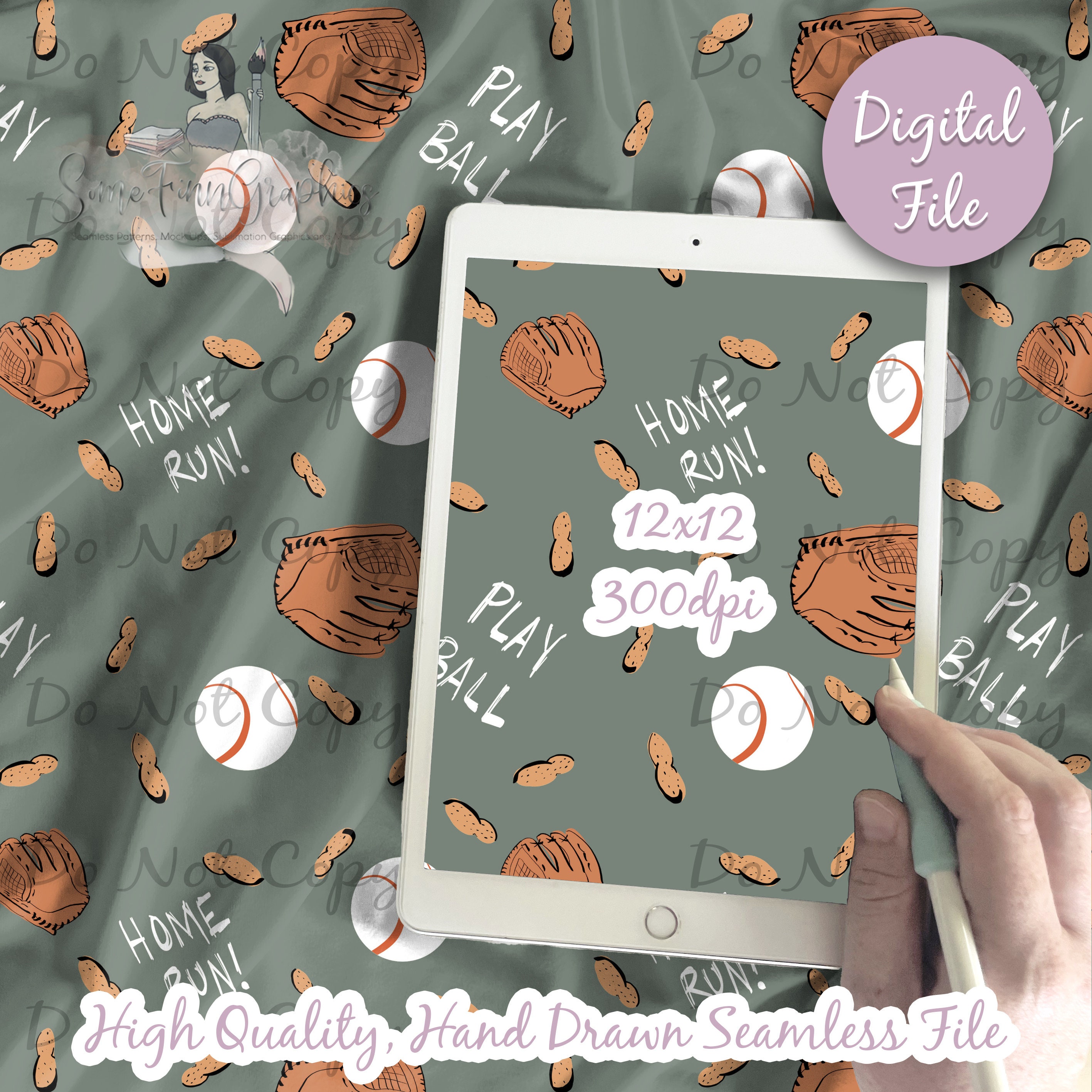 Baseball Digitales Papier, nahtloses Muster, Baseball-Stoff-Sofort-Download, Spielball illustriertes digitales Scrapbook-Papier