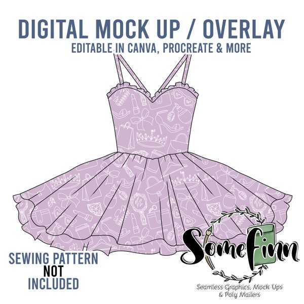 Ruffle Dress Mock-Up / Dress Mock Up / Digital Mock up for clothing / PNG