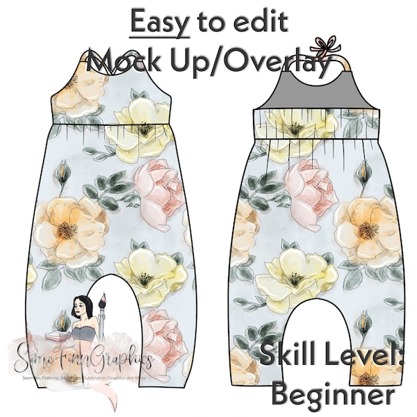 Halter Romper Mock-Up / Long Pants Mock Up / Digital Mock up for clothing overall romper / PNG