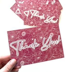 4x6 Verpackung Einlegekarten, Verpackung Dankeskarte, small business Postkarten, Dankeskarten small business, rosa florale Dankeskarten