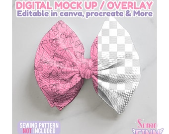 Realistic Bullet Bow Mockup Overlay for Fabric Shops & Hair Bow Sellers | PNG Design Display