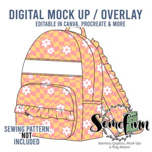 Rucksack Rüschen Handtasche Mock-Up / Geldbörse Mock-Up / Digitales Mock-up für Handtasche / Wickeltasche / PNG