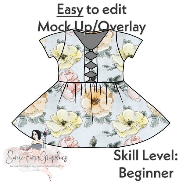 Bow Back Twirl Dress Mock-Up / Dress Mock Up / Digital Mock up for clothing dress skirt flair / PNG / Instructions Included