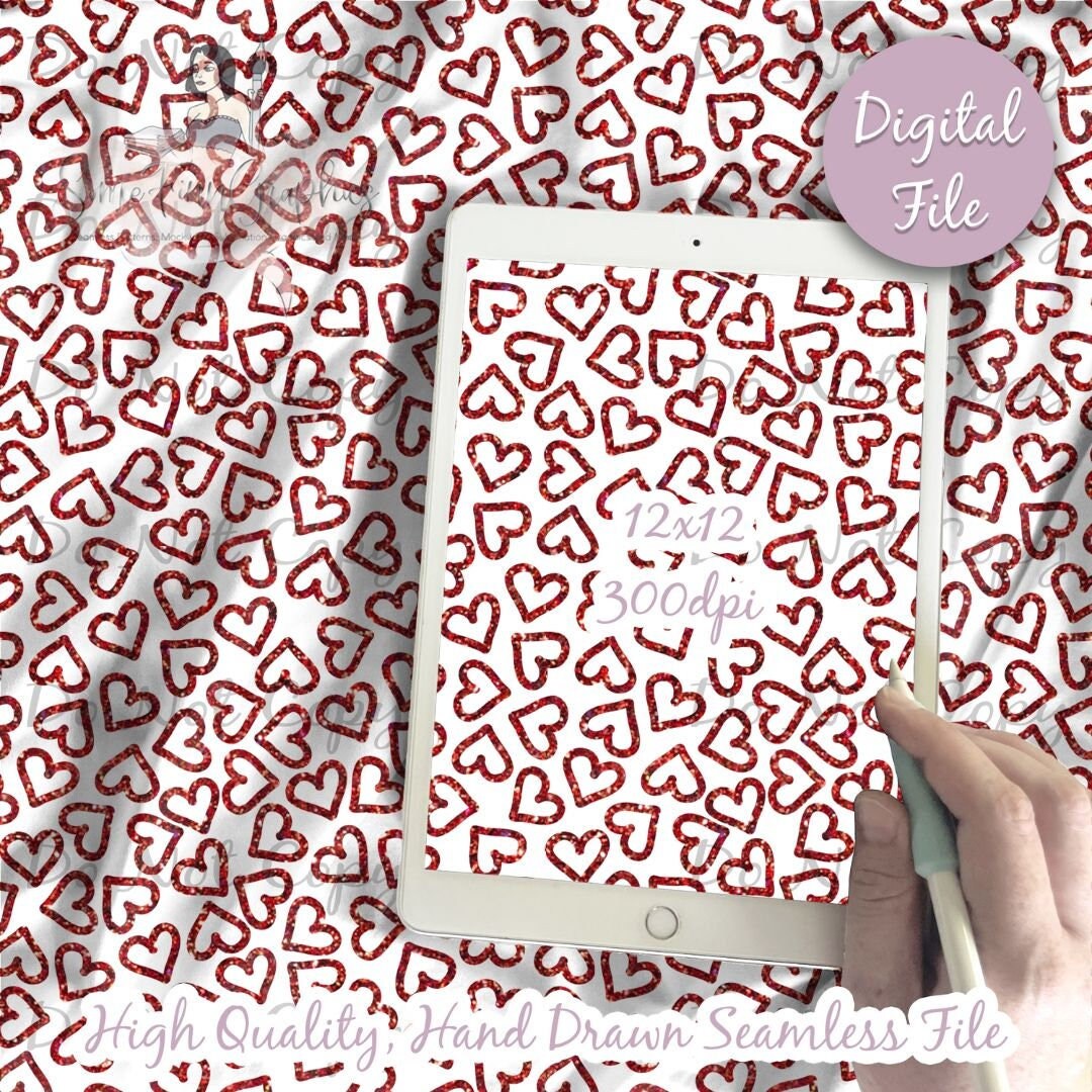 Hearts Digital Paper - Seamless Valentine Pattern, Custom Heart ...