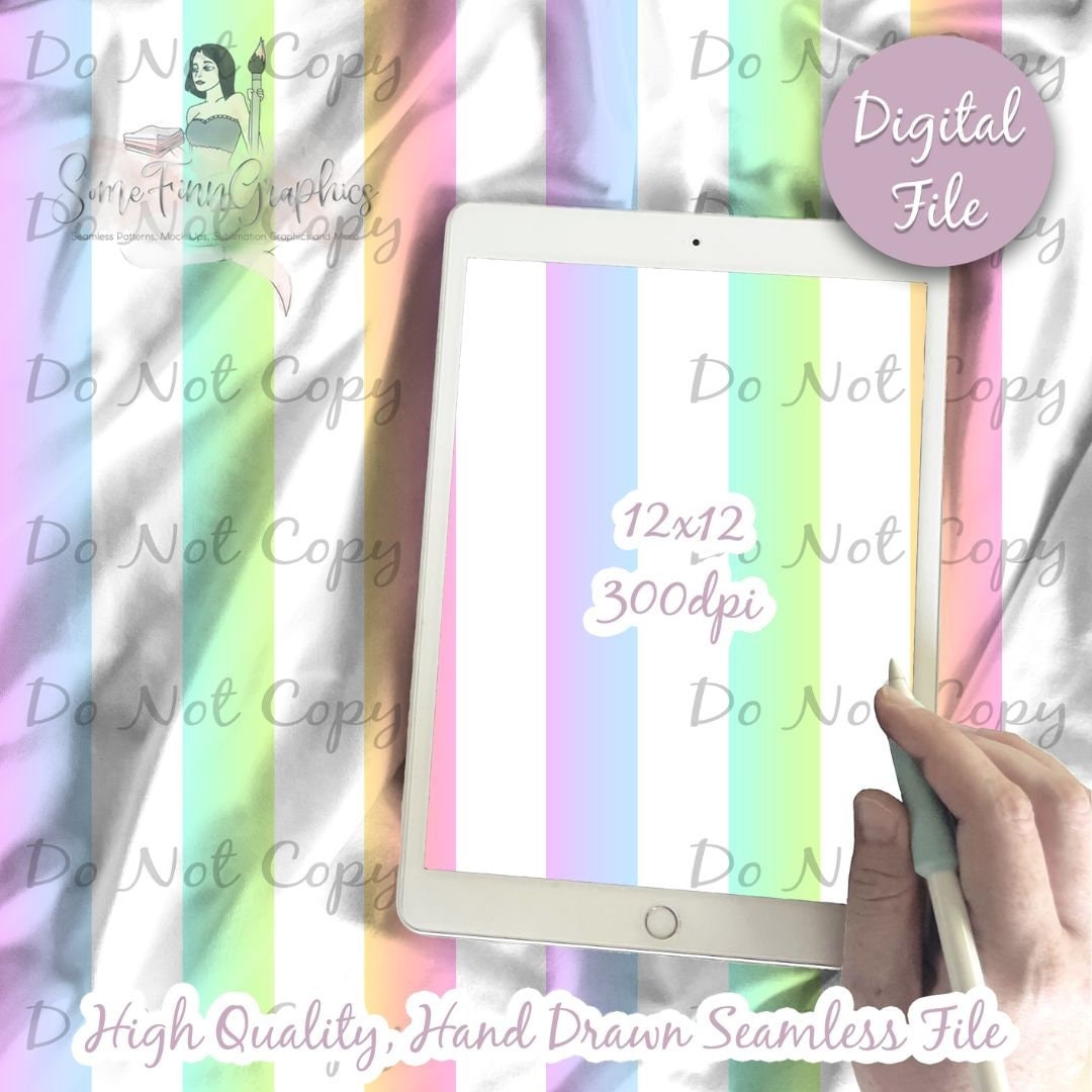 Pastel Rainbow Watercolor Stripe Digital Paper, Seamless Summer Pattern ...