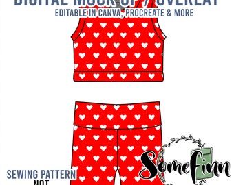 Summer Peplum Set Mock-Up / Biker Shorts and Crop Top Mock Up / Digital Mock up clothing shirt kids baby / PNG