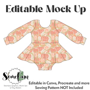 Skirted Dress Leo Mock-Up / Long Sleeve Dress Mock Up / Digital Mock up for clothing dress skirt flair shorts / PNG