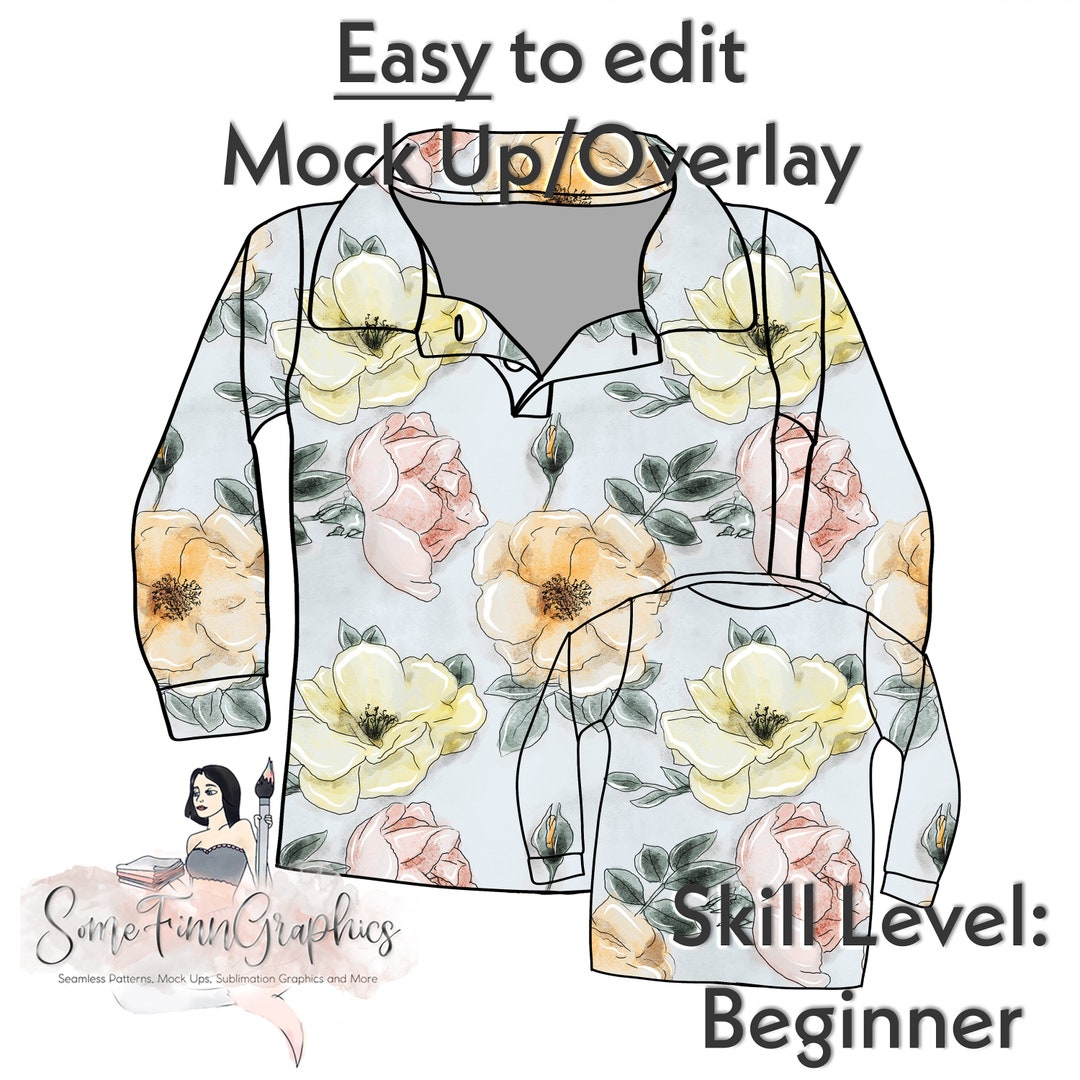 Collared Shirt Mock-up / Collar Long Sleeve Mock up / Top Digital Mock ...