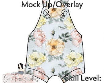 Shorteralls Mock-Up / Shorterall Mock Up / Digital Mock up for clothing short overalls romper / PNG / Instructions Included