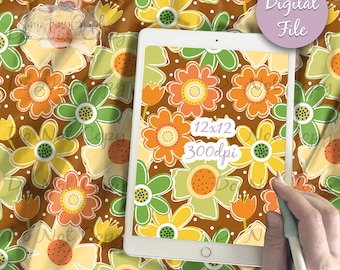 Carta digitale floreale retrò - Motivo floreale pastello senza soluzione di continuità, tessuto floreale personalizzato, carta per scrapbooking stampabile da scaricare