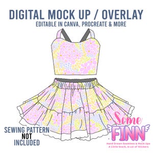 Ruffle Skirt  and Crop Tank Top Mock-Up / Skirt Mock Up / Digital Mock up for clothing skirts flair / PNG / Summer Outfit Mock Up