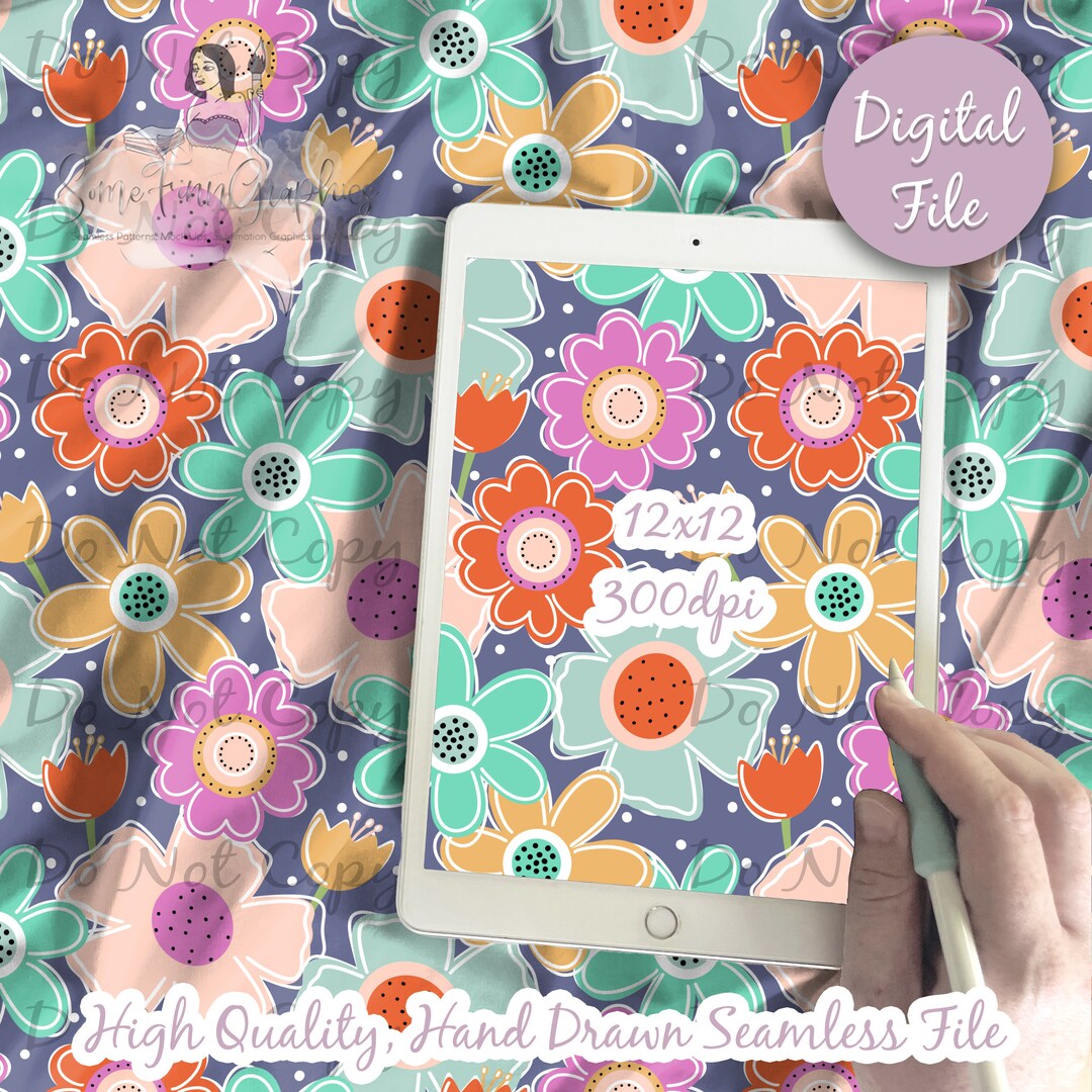 Wild Flowers Digital Paper, Seamless Floral Pattern, Pinks Flower ...