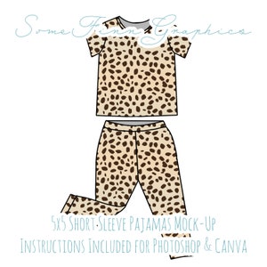 Pajamas Mock-Up / Pjs Mock Up / Two piece flutter sleeve Digital Mock up clothing shirt kids / Photoshop and PNG / Instructions Included