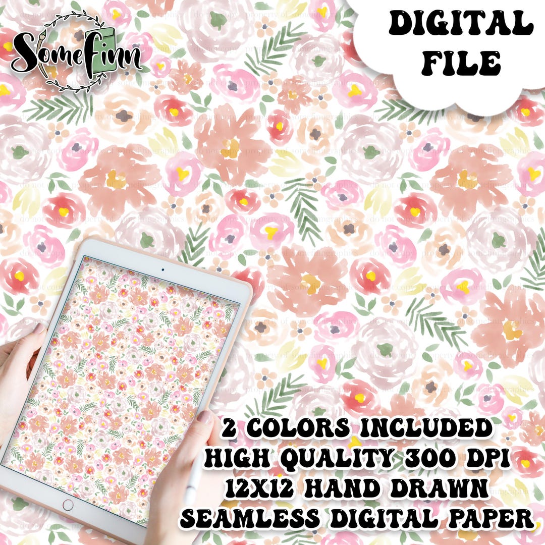 Watercolor Floral Seamless Pattern, Soft Pink Floral Fabric Design ...
