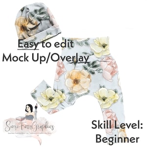 Realistic Hat and Leggings Mock-Up / Beanie Textile Mock Up / Editable from mobile / Boy Digital Mock up / Png files / Instructions Included