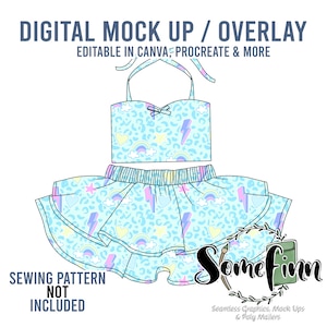 Ruffle Skirt and Crop Tank Top Mock-Up / Skirt Mock Up / Digital Mock up for clothing skirts flair / PNG / Summer Outfit Mock Up