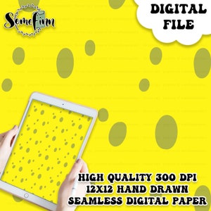 Sponge Texture Print Seamless Pattern, Yellow Holes texture, digital printable scrapbook paper instant download, Spongey Yellow Seamless