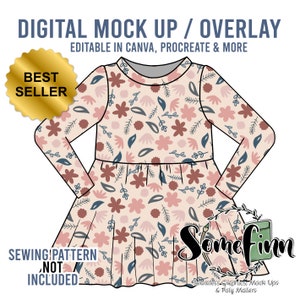 Long Sleeve Dress Mock-Up / Flare Dress Mock Up / Dress Digital Mock up for clothing / Photoshop and PNG / Instructions Included