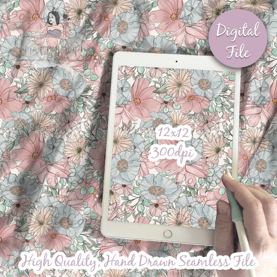 Watercolor Floral Seamless Digital Paper Pattern, Fabric Design or ...