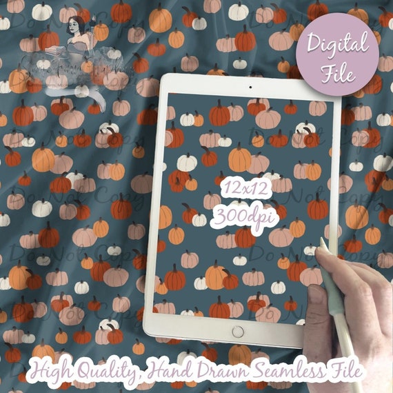 Pumpkin Digital Paper, Seamless Autumn Pattern, Pumpkins spice Fabric Download, Fall Halloween, Digital Printable Scrapbook paper