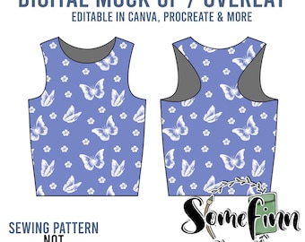 Racerback Tank Top Mock-Up / Ärmelloses Shirt Sommer Mock-Up / Digital Mockup Kleidung / PNG
