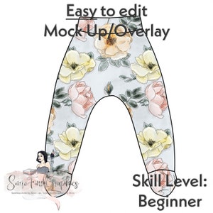 Footed Pants Mock-Up / Sweatpants Mock Up / Digital Mock up for clothing, pants, kids, baby / PNG