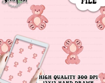Teddy Bär Digital Papier - nahtlose Bär Muster, Baby, kleine Kinder Stoff, printable Download sich wiederholendes Design, Hintergrund Bär niedlich