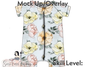 Shorts Pajamas Mock-Up / Pjs Mock Up / Zip Up Jumper Digital Mock up clothing shirt kids baby / PNG
