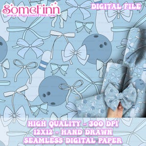 Bowling and Bows Digital Paper, Seamless Pattern, Pins Fabric download, Sports Illustrated Digital Scrapbook Paper, Strike, Turkey, Lane