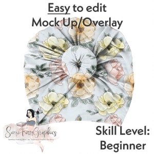 Realistic Knotted Turban Mock-Up / Hair Accessory Textile Mock Up / Editable from mobile / Digital Mock up / Png file