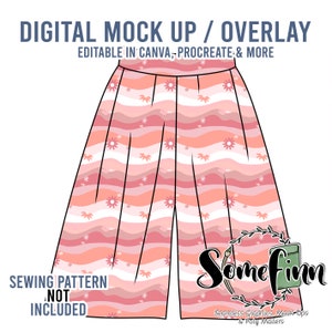 Palazzo Pants Mock-Up / Bottoms Mock Up / Digital Mock up for clothing, pants, adult / PNG / Wide leg pant mock up