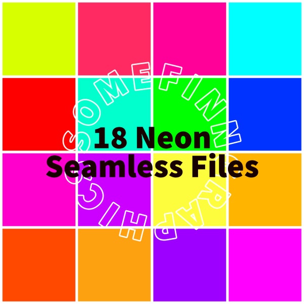 18 Neon Solid Seamless Files Bundle Digital Paper - Seamless Pattern, 5x5 Repeating Printable Scrapbook paper download