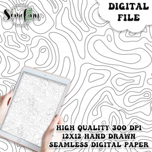 Geographische topographische Karte Digitales Papier, Nahtloses Linienmuster, Karte Stoff-Download, digital druckbares Scrapbook-Papier, Herren Designs