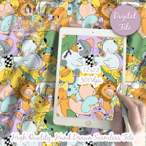 Rubber Duck Digital Paper - Seamless Ducky Pattern, Bath time Fabric, Printable Scrapbook paper download, Funny Duckies