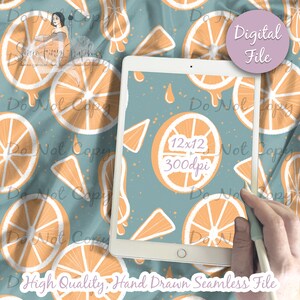 Oranges Digital Paper, Seamless Fruit Pattern, Summer Food Fabric Download Orange Slices, Digital Printable Scrapbook paper