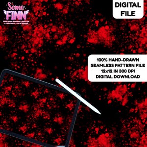 Bloody Fingerprint Seamless Pattern, Red Blood Splatter Digital File, Crime Scene Horror Fabric Design PNG