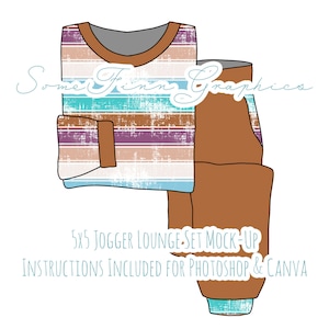 Lounge T-shirt Set Mock-Up / Joggers Mock Up / Digital Mock up for clothing shirt kids baby / Photoshop and PNG / Instructions Included