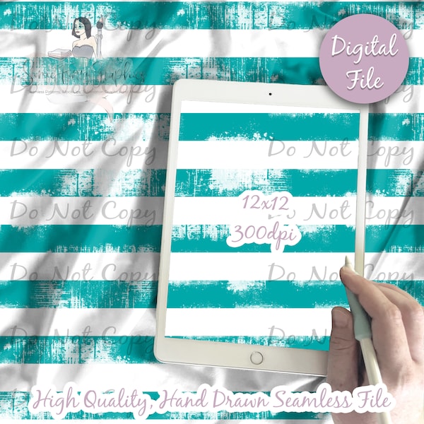 Distressed Teal Stripes Digital Paper - Seamless Stripe Pattern Fabric, Printable Scrapbook paper download