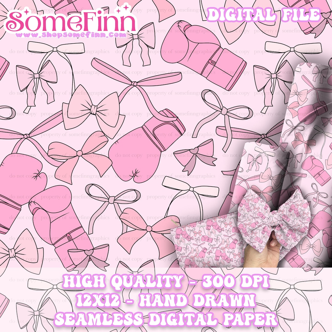 Paper Boxing Golves Boxing and Bows Digital Paper, Seamless Pattern, Gloves Fabric Download ...